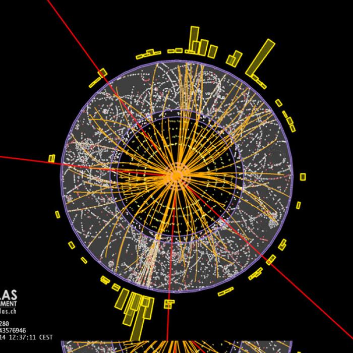 An event with four identified muons from a proton-proton collision in ATLAS