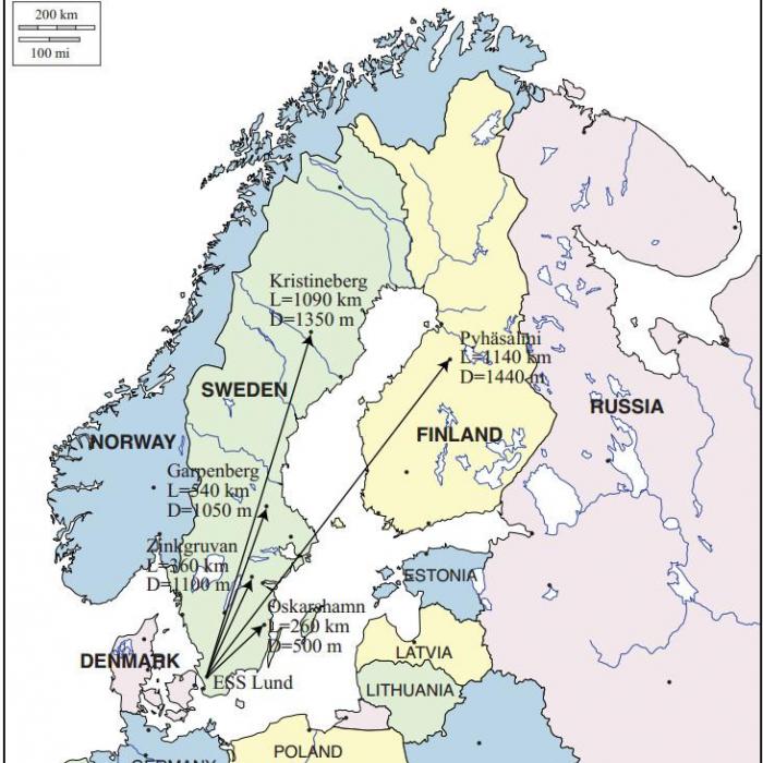 Location of several mines that would be plausible for the detector site. 